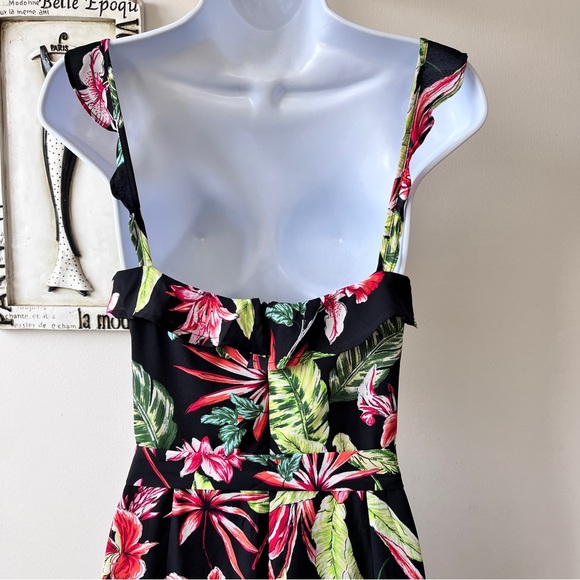 She + Sky Floral High Low Midi Black Dress Size L - Picture 6 of 8